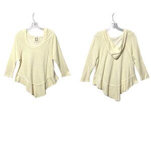 PPLA Women's Rowena Hoodie Top Asymmetrical Hem Lightweight Cream Size Small